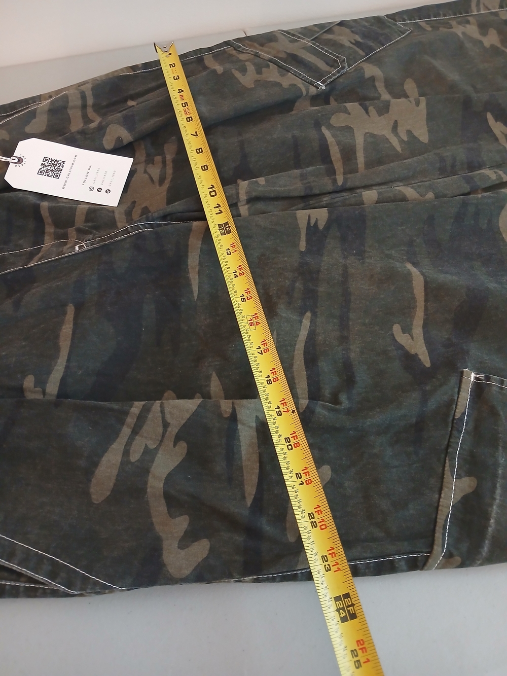 Olive Green & Tan Camo Wide Leg Elastic Waist Cargo Pants L New! - Picture 6 of 10